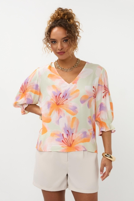 Ydence multi color dames top | Model vooraanzicht