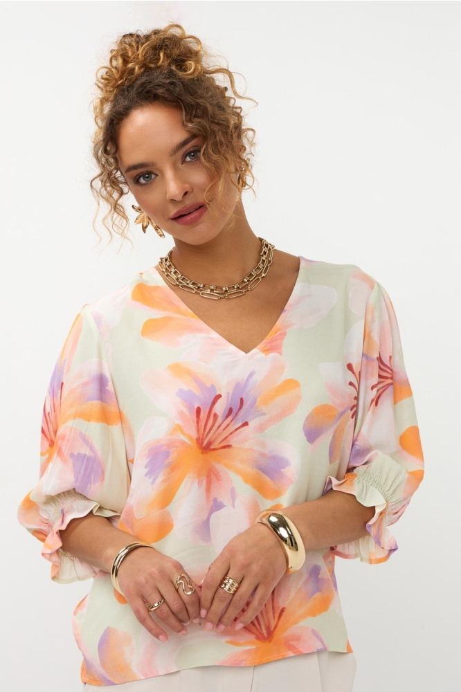 Ydence multi color dames top | Model vooraanzicht