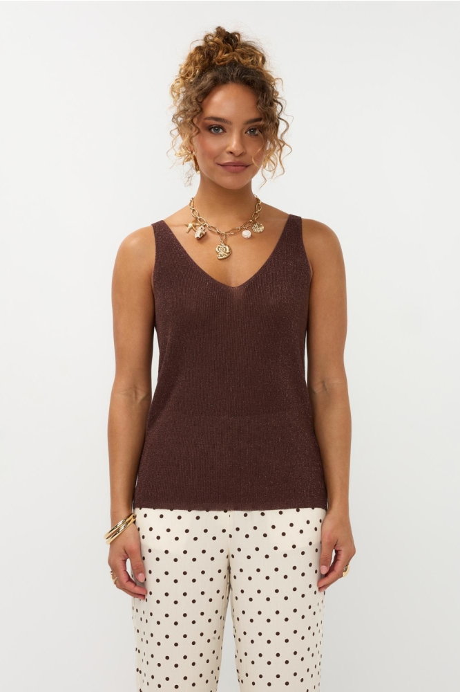 Ydence bruine dames top | Model vooraanzicht