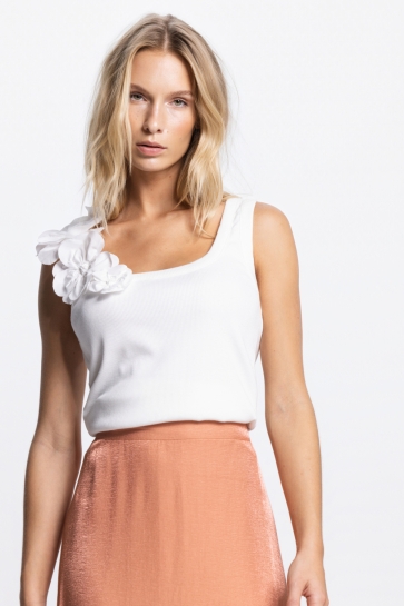 Juffrouw Jansen Top RHODE SS26 4 HEMDJE JR 311 SL 000000 WIT