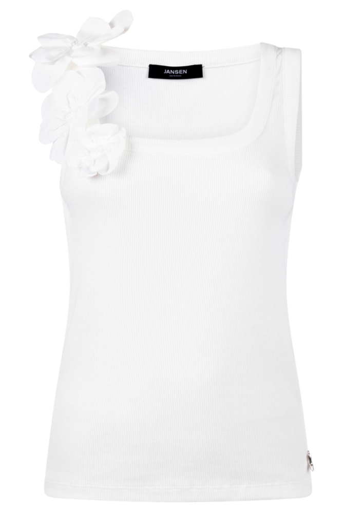 Juffrouw Jansen ecru dames top | Vooraanzicht