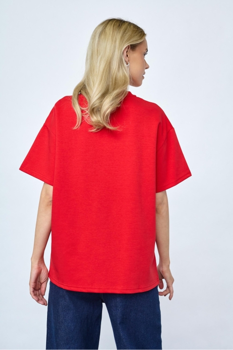 SisterS point rode dames t-shirt | Model achteraanzicht