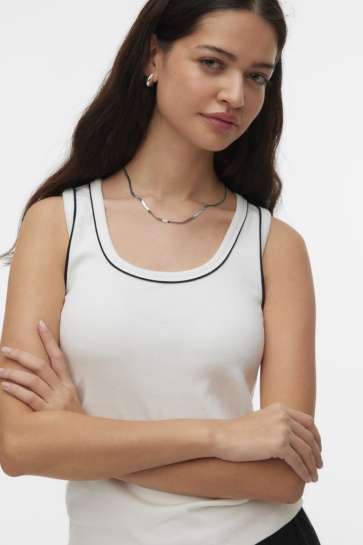 Vero Moda Top VMMONNA SL CONTRAST TOP BOX JRS 10345991 SMOW WHITE/BLACK CONT