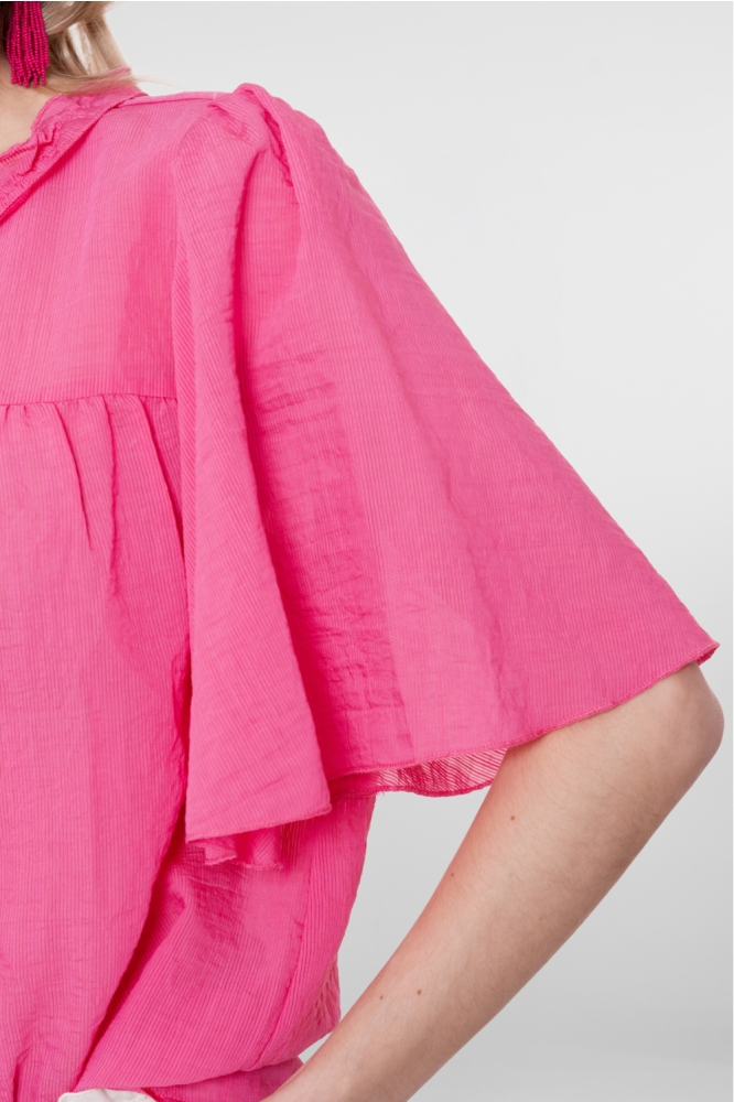 Geisha roze dames blouse | Close up