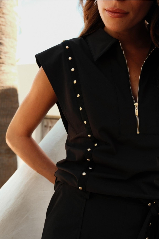 Kimara zwarte dames top | Close up
