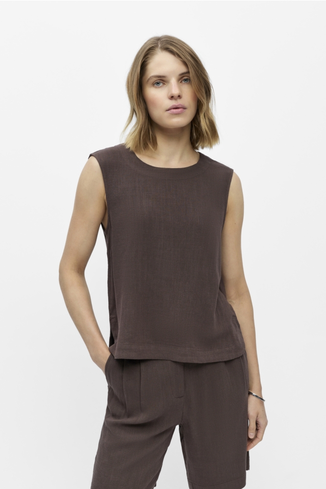 Object bruine dames top | Model vooraanzicht