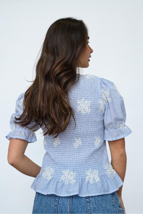 SisterS point blauwe dames t-shirt | Model achteraanzicht