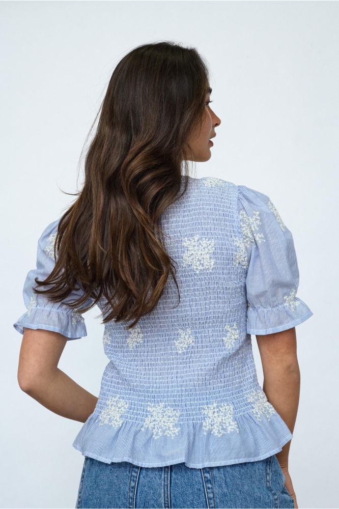 SisterS point blauwe dames t-shirt | Model achteraanzicht