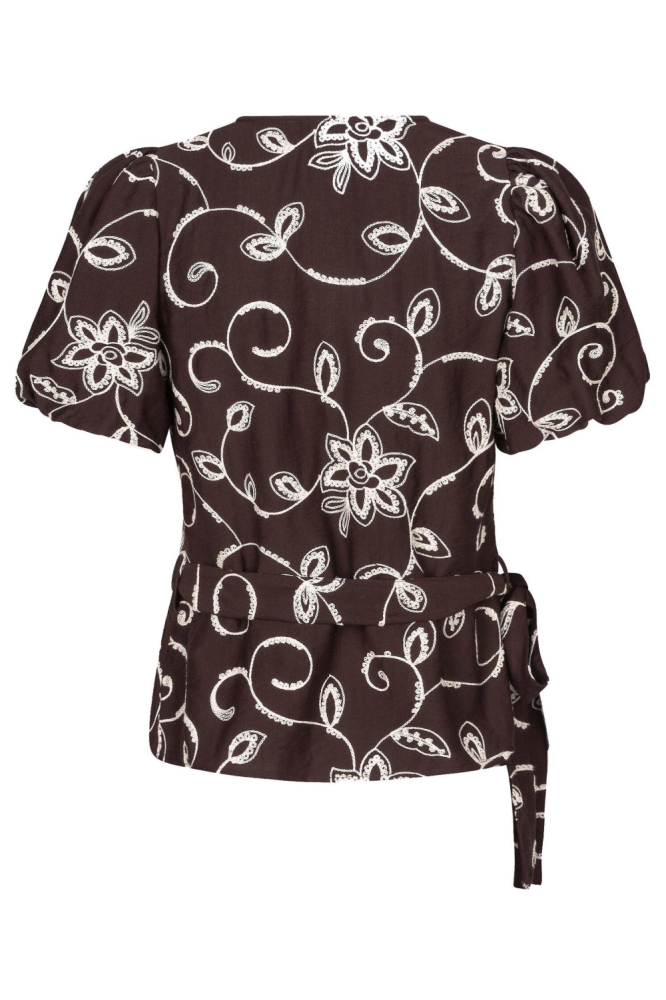 Ydence bruine dames blouse | Achteraanzicht