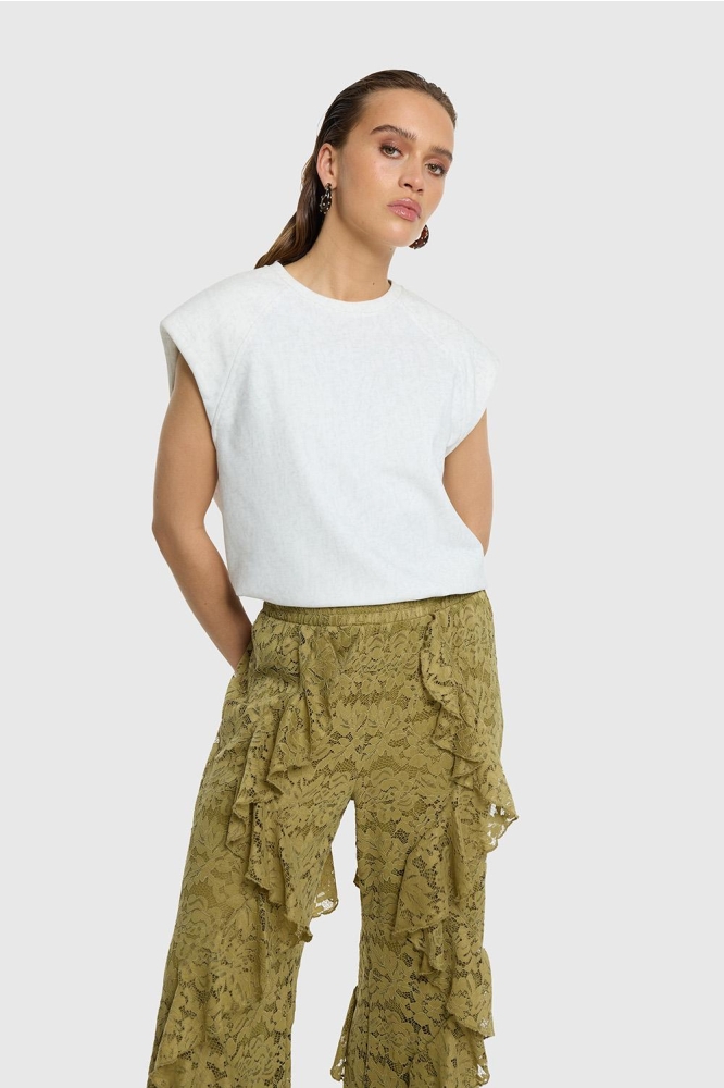 Refined Department grijze dames top | Model vooraanzicht