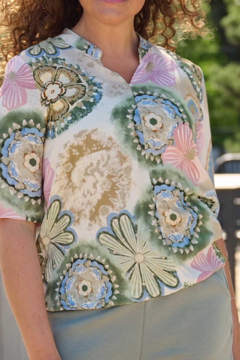 FOS Amsterdam groene dames t-shirt | Close up