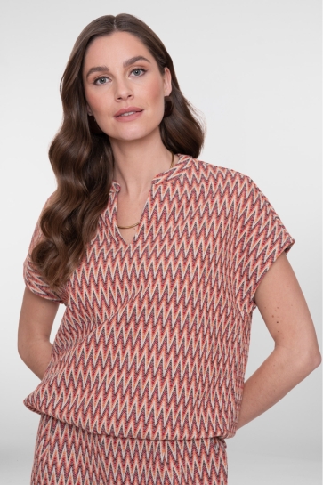 Geisha T-shirt T SHIRT MET ZIGZAG PATROON 62151 20 Red/sand