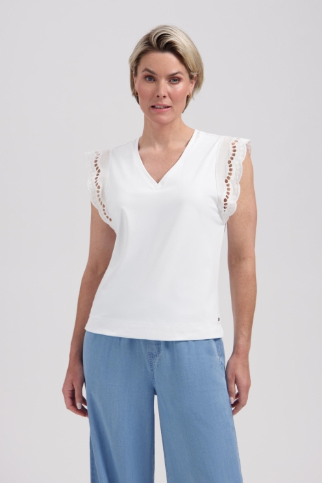 Lady Day witte dames top | Model vooraanzicht