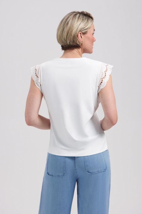 Lady Day witte dames top | Model achteraanzicht