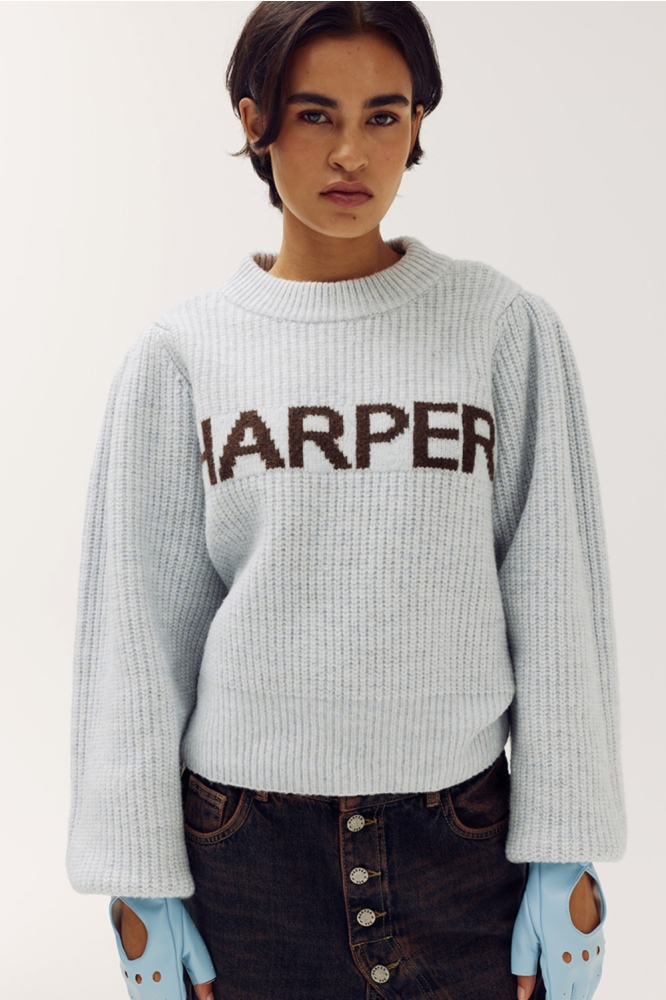 Harper & Yve grijze dames trui | Model vooraanzicht