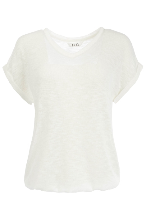 NED ecru dames t-shirt | Vooraanzicht