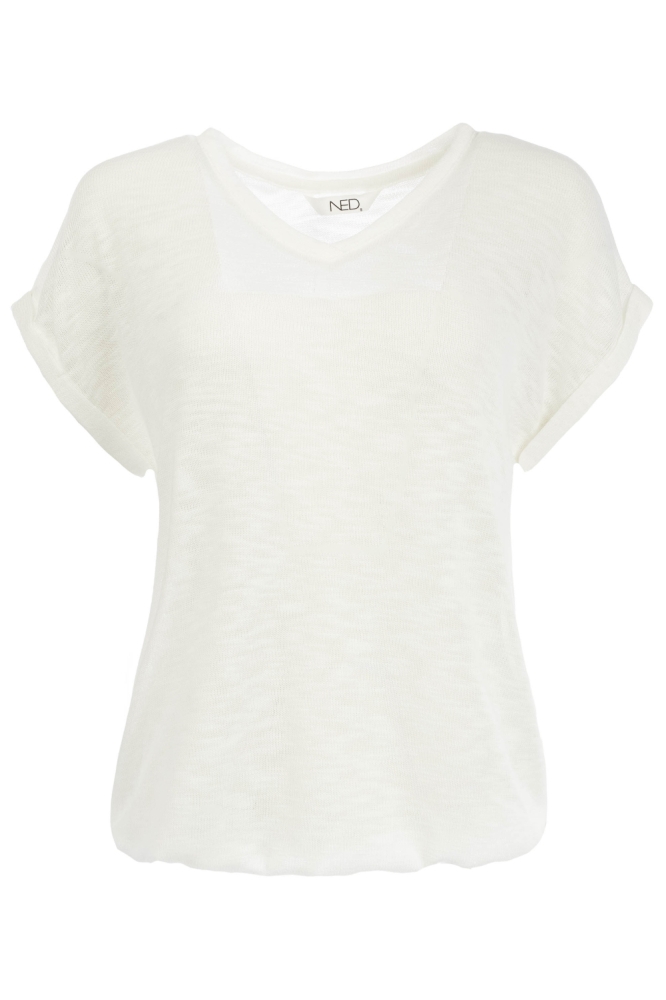 NED ecru dames t-shirt | Vooraanzicht