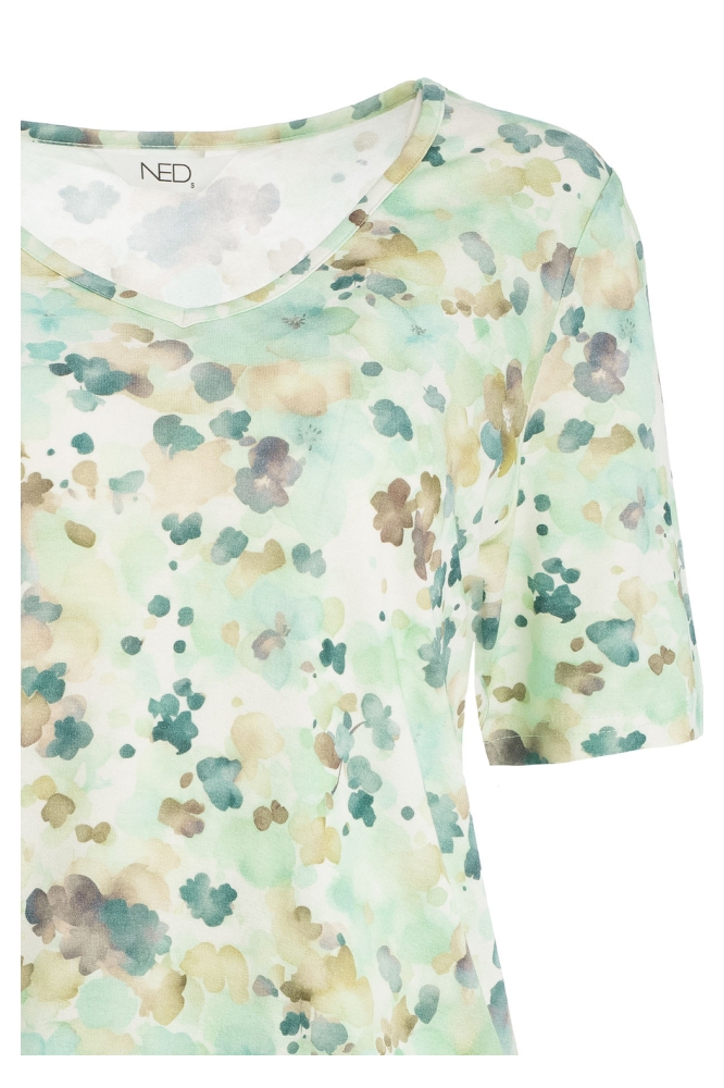 NED groene dames t-shirt | Close up
