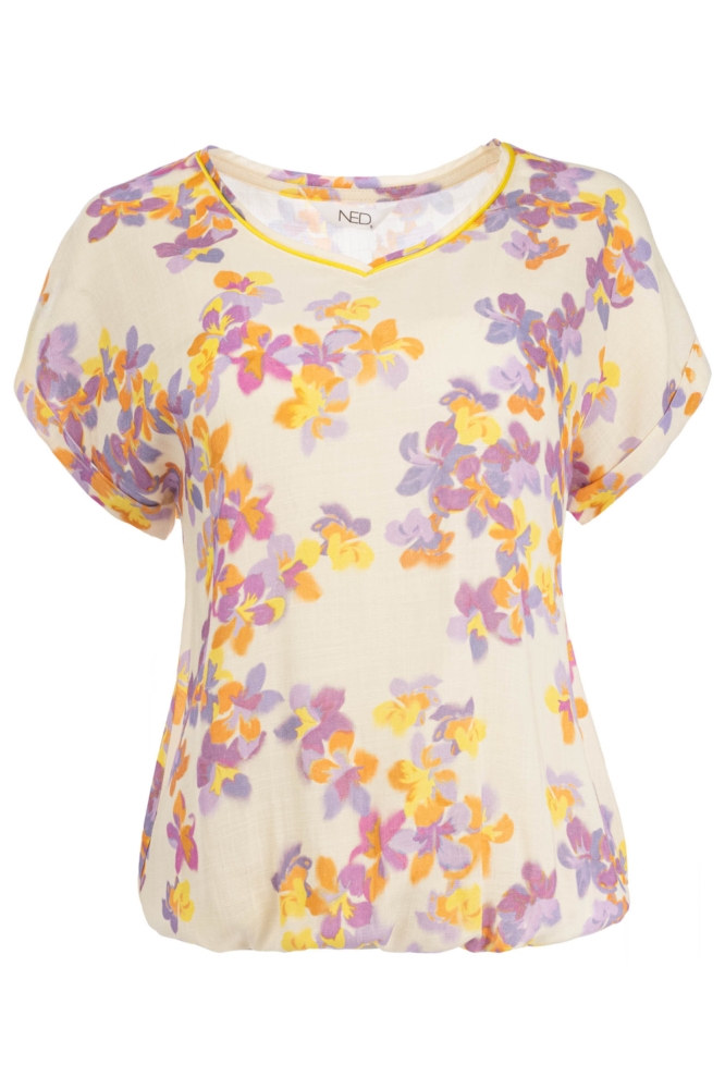 NED beige dames t-shirt | Vooraanzicht