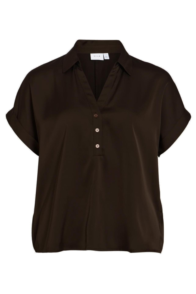 Vila bruine dames blouse | Vooraanzicht