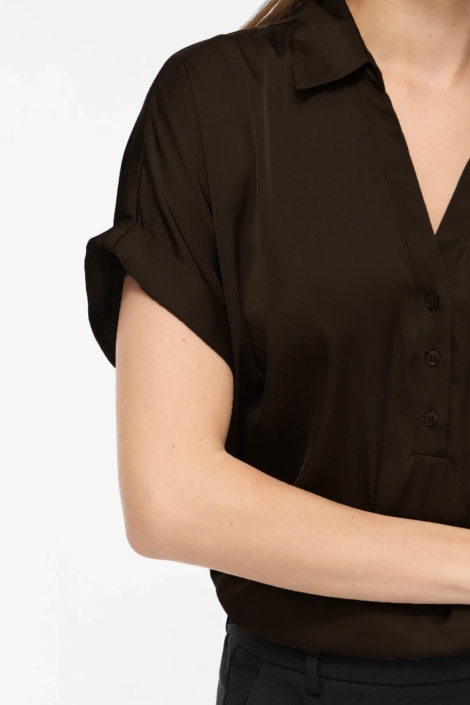 Vila bruine dames blouse | Close up