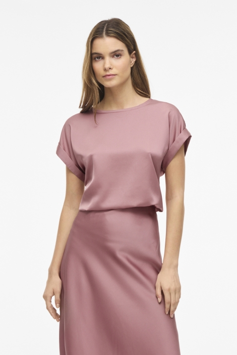 Vila roze dames t-shirt | Model vooraanzicht