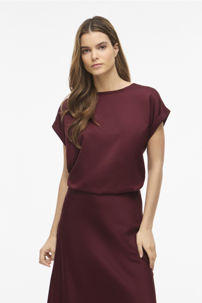 Vila bordeaux dames t-shirt | Model vooraanzicht