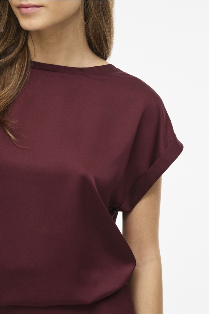 Vila bordeaux dames t-shirt | Close up
