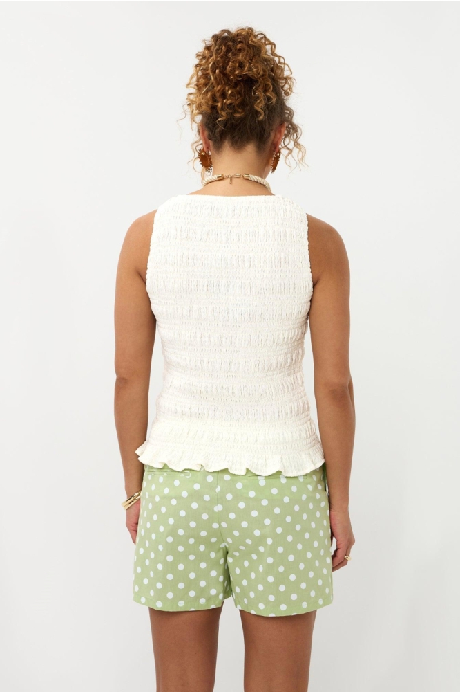 Ydence witte dames top | Model achteraanzicht