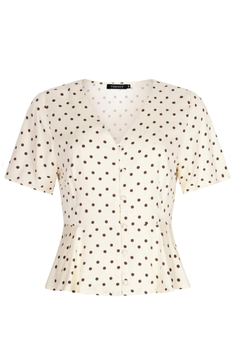 Ydence ecru dames blouse | Vooraanzicht