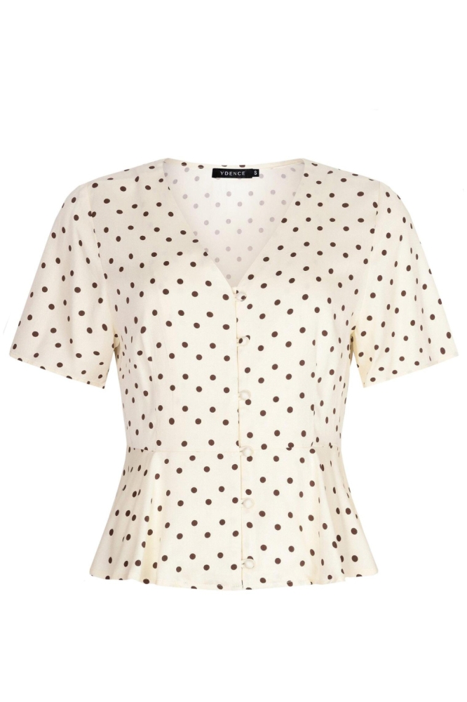 Ydence ecru dames blouse | Vooraanzicht