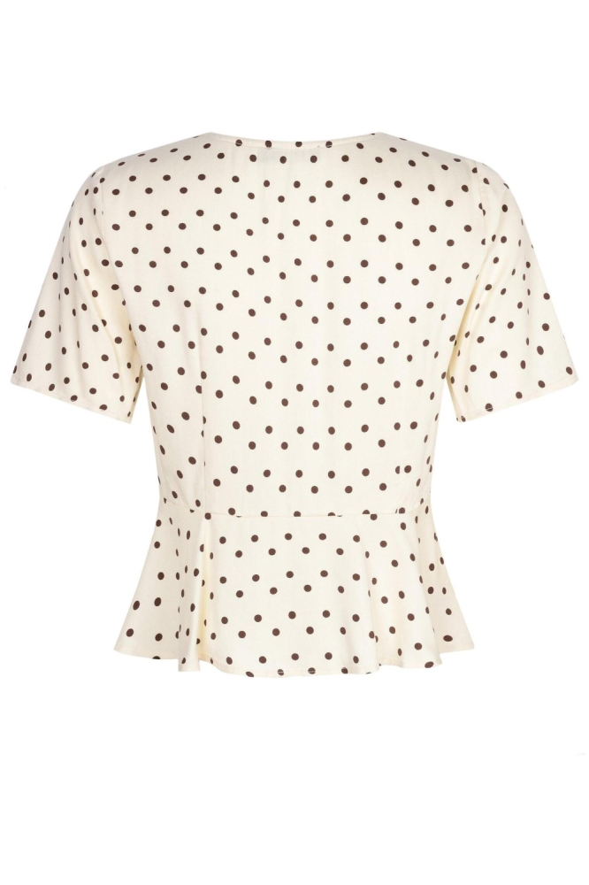 Ydence ecru dames blouse | Achteraanzicht