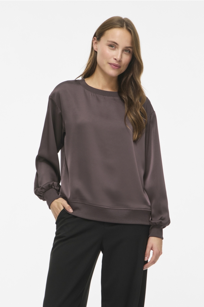 Vila bruine dames t-shirt | Model vooraanzicht
