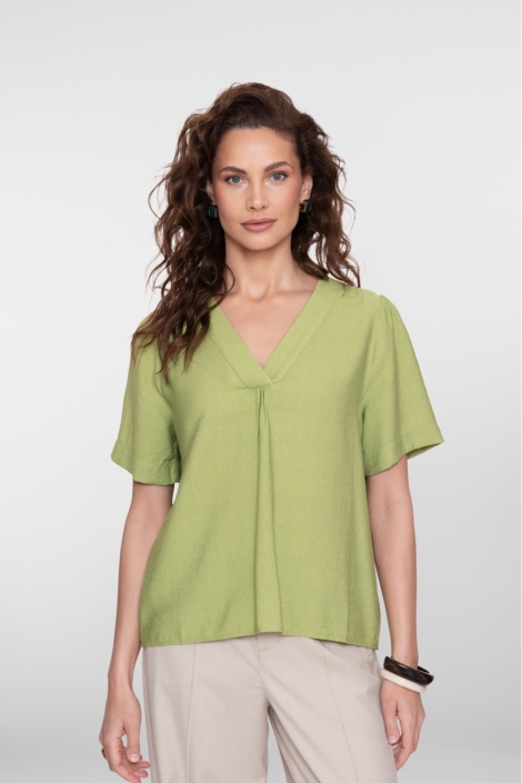 Geisha groene dames t-shirt | Model vooraanzicht
