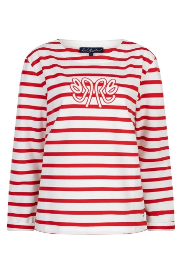 Red Button T-shirt TERRY STRIPE AND LOGO SRB4753 Red