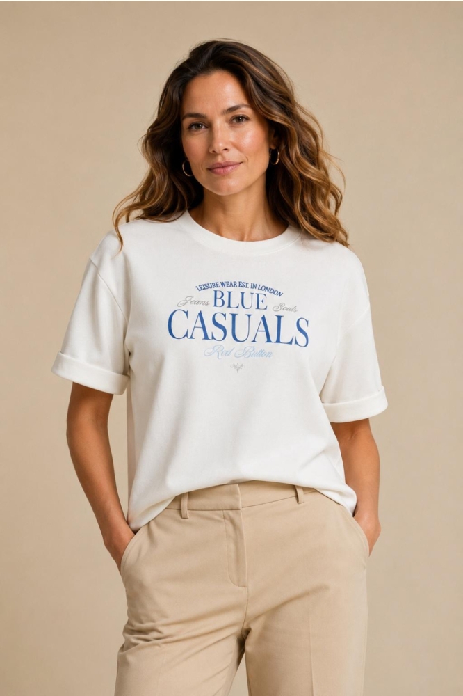 Red Button witte dames t-shirt | Model