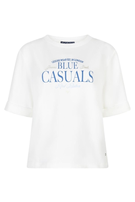 Red Button witte dames t-shirt | Vooraanzicht