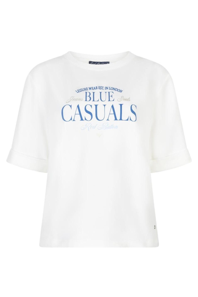 Red Button witte dames t-shirt | Vooraanzicht