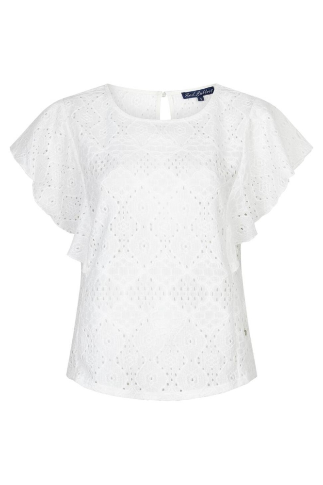 Red Button witte dames t-shirt | Vooraanzicht