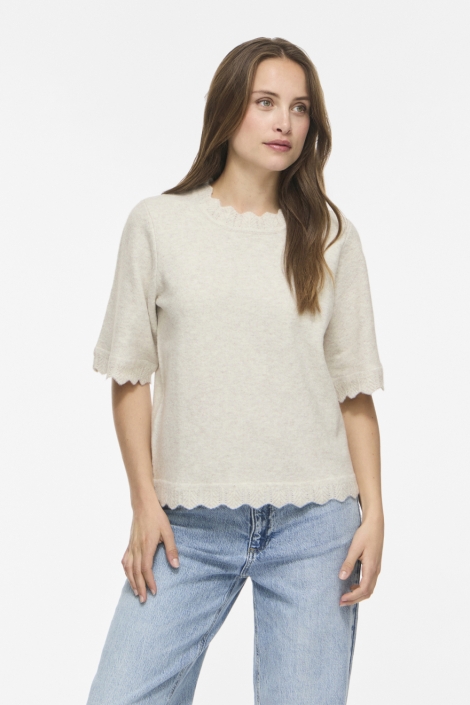 Vila beige dames trui | Model vooraanzicht
