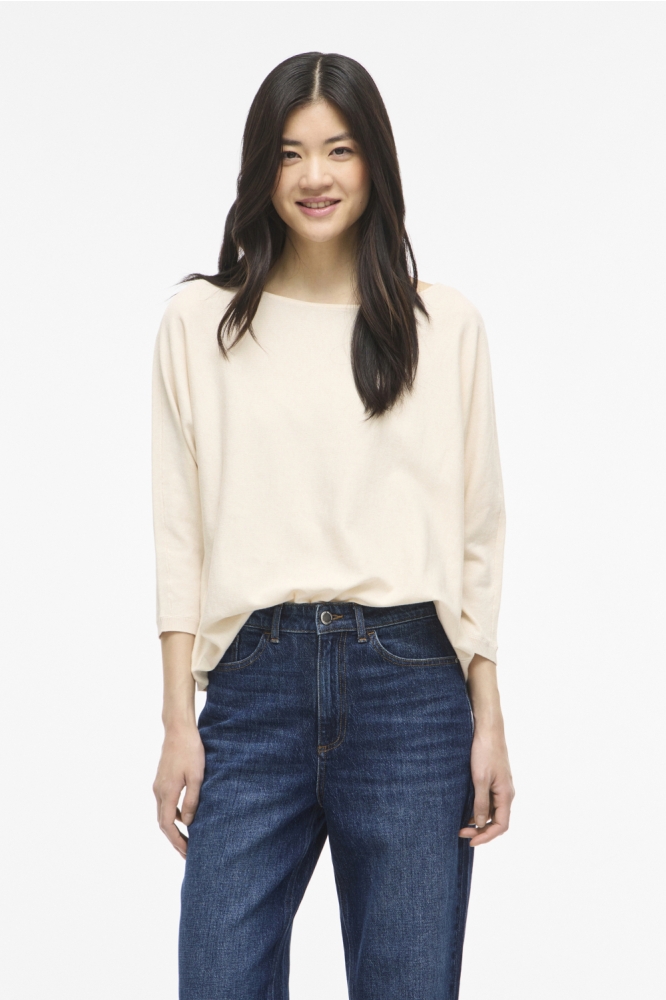 Vila beige dames trui | Model vooraanzicht