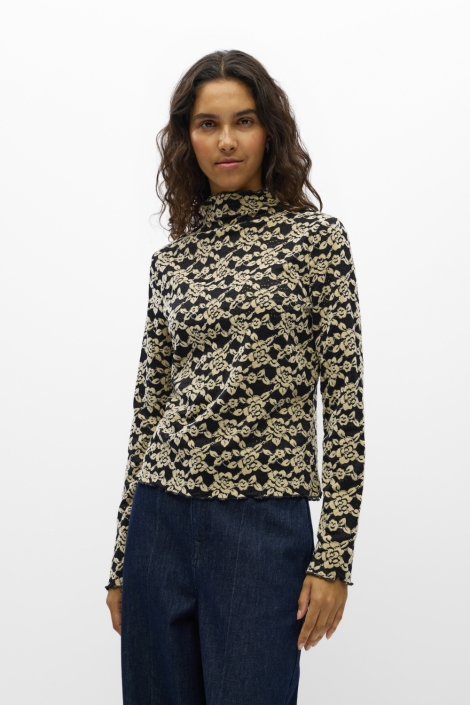 Object zwarte dames t-shirt | Model vooraanzicht