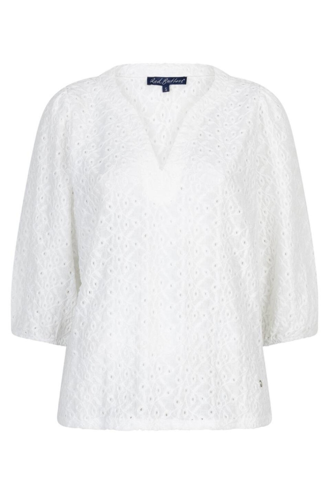 Red Button witte dames t-shirt | Vooraanzicht