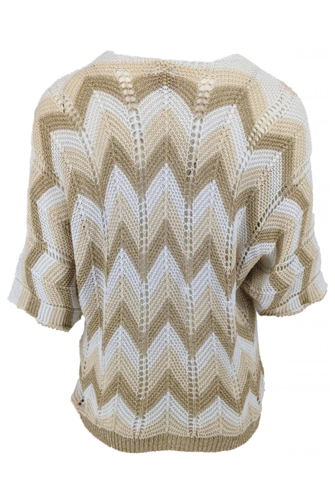 FOS Amsterdam beige dames t-shirt | Achteraanzicht