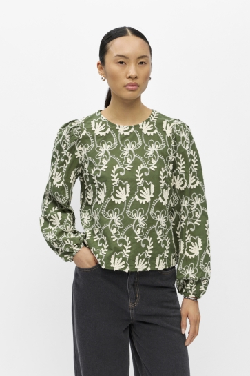 Object Top OBJMYA RE L/S TOP NOOS 23046020 Bronze Green/Sandshell