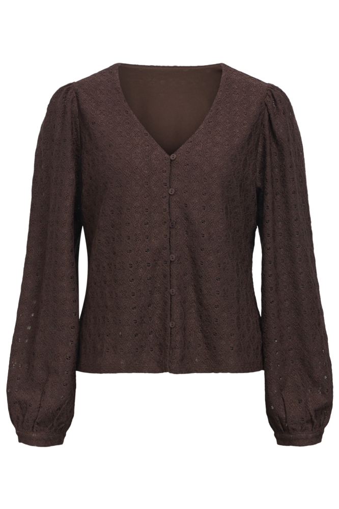 Object bruine dames blouse | Vooraanzicht