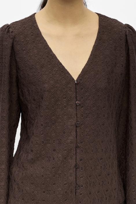 Object bruine dames blouse | Close up