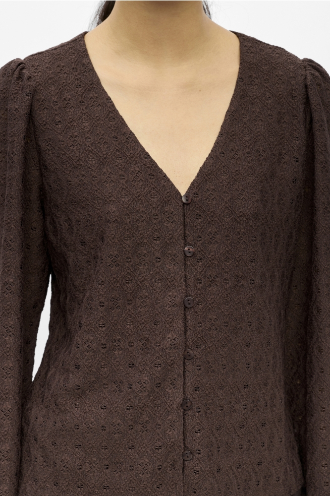 Object bruine dames blouse | Close up
