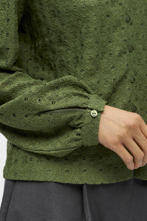Object groene dames blouse | Close up