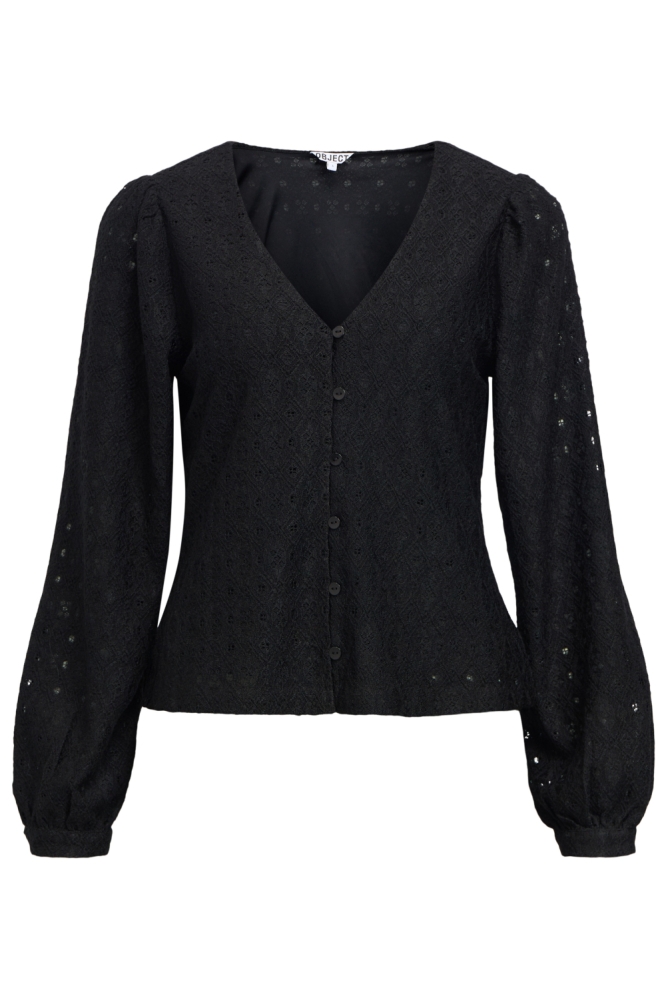 Object zwarte dames blouse | Vooraanzicht